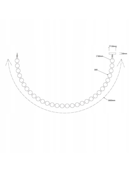 Lampa wisząca Dorado Rope LED CCT 300 cm złoto-biała — girlanda kulek, regulowane podsufitki