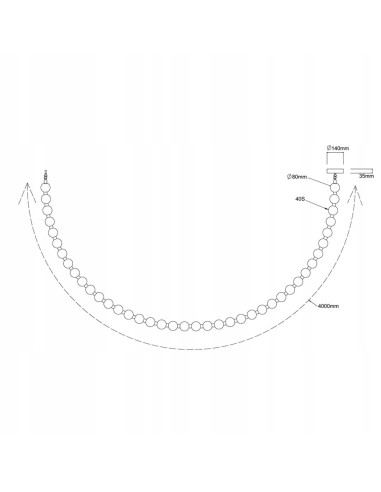 Light Prestige Dorado Rope LED CCT 4 m złota lampa wisząca z okrągłymi kloszami