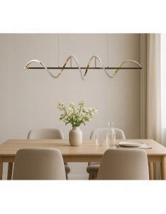 Lampa wisząca MEMPHIS złota LED 55W - regulowana, efekt serpentyny, nad stół 120 cm