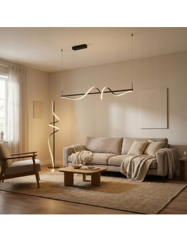 Lampa wisząca VIRGO LED 120cm czarno-biała, 28W, 3-stopniowy ściemniacz, regulacja wysokości