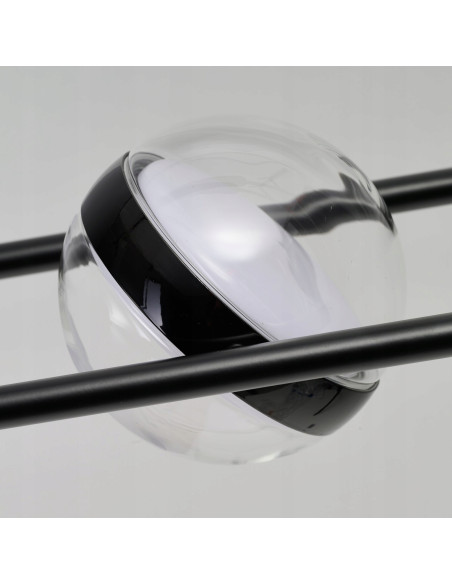 Nowoczesna lampa wisząca ASTRID - listwa LED 4-punktowa, regulowana, czarne szkło, 96 cm