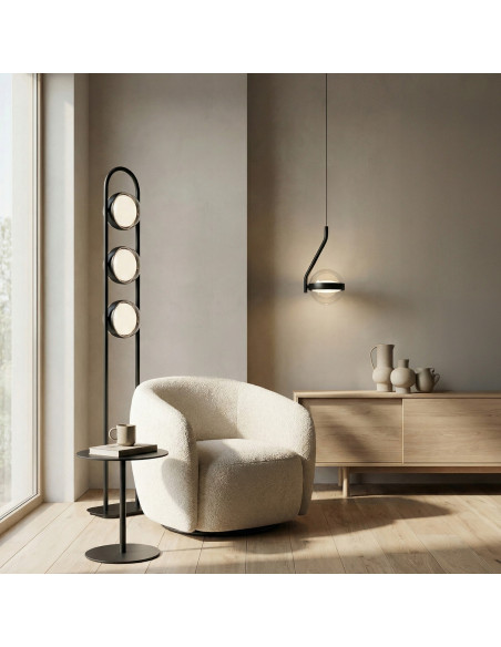 Lampa wisząca ASTRID LED szklana kula czarny pałąk 6W 3000K regulowana wysokość