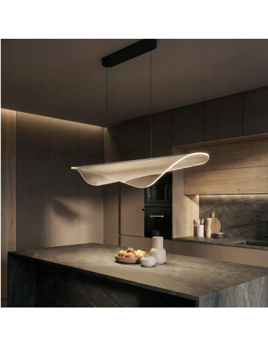 Lampa wisząca MANTA LED 38W czarna z bezbarwnym kloszem — 120 cm, regulowana wysokość