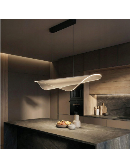 Lampa wisząca MANTA LED 38W czarna z bezbarwnym kloszem — 120 cm, regulowana wysokość