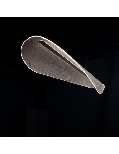 Lampa wisząca MANTA LED 38W czarna z bezbarwnym kloszem — 120 cm, regulowana wysokość