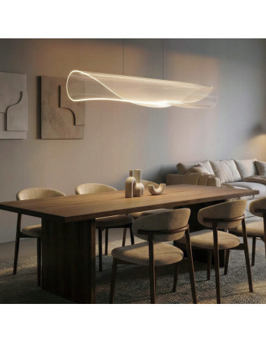 Lampa wisząca LED DRAGONFLY AZ6791 — przezroczysta z czarną ramą, regulowana wysokość, 35W, 3000K