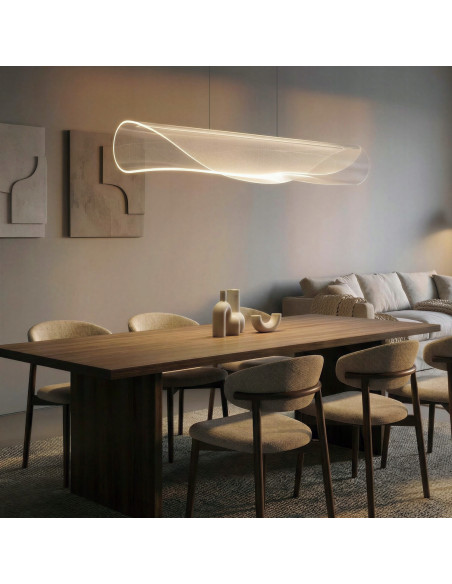 Lampa wisząca LED DRAGONFLY AZ6791 — przezroczysta z czarną ramą, regulowana wysokość, 35W, 3000K