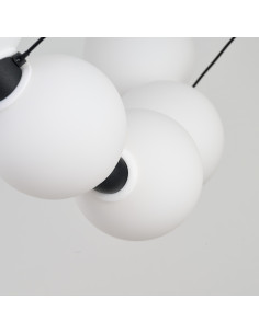 Żyrandol PERLA PENDANT LED 15-pkt 30W 3000K regulacja wysokości i ściemnianie czarno-biały, szkło/aluminium 2