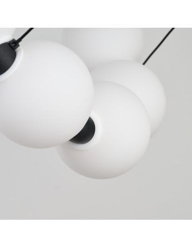 Żyrandol PERLA PENDANT LED 15-pkt 30W 3000K regulacja wysokości i ściemnianie czarno-biały, szkło/aluminium