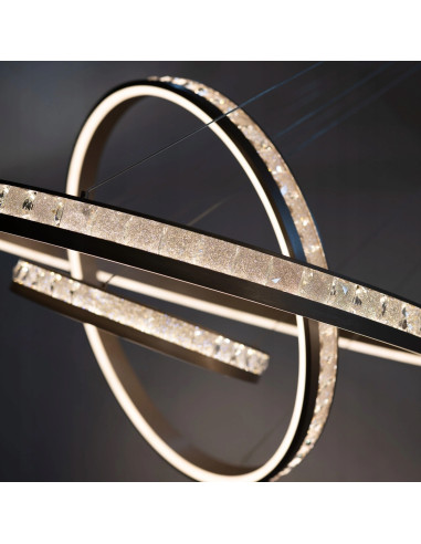 Lampa wisząca CAMELIA LED 3-pkt różowe złoto 3000K 118W łańcuch okręgów 150 cm regulowana