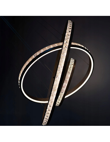 Lampa wisząca CAMELIA LED 3-pkt różowe złoto 3000K 118W łańcuch okręgów 150 cm regulowana