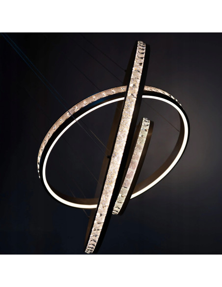 Lampa wisząca CAMELIA LED 3-pkt różowe złoto 3000K 118W łańcuch okręgów 150 cm regulowana