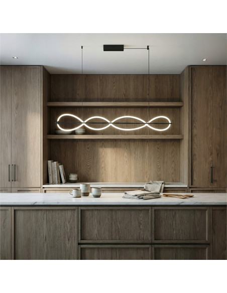 PESCARA Lampa wisząca LED 25W „odwrócony kod DNA” regulowana 165 cm biało-czarna 3-Step DIM