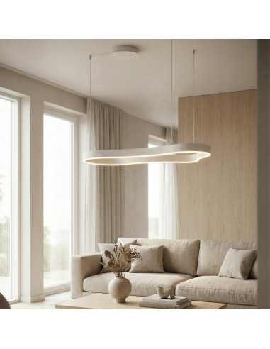 Lampa wisząca MIRABELLA LED 48W 3000K biały aluminium nieregularna regulowana 89,5 cm
