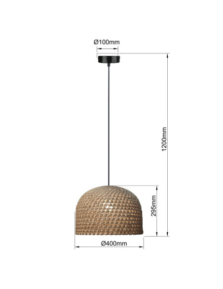 Lampa Rattanowa Kanso 40 cm w stylu boho – Elegancka oświetlenie dla jadalni, salonu i biura.
