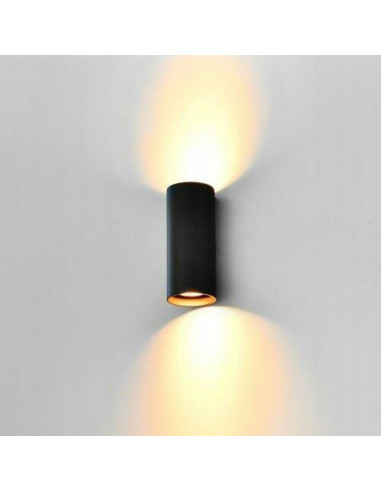 Kinkiet VELIA ROUND 2 czarny metalowy 2xGU10 15,5 cm nowoczesny do korytarza sypialni Azzardo