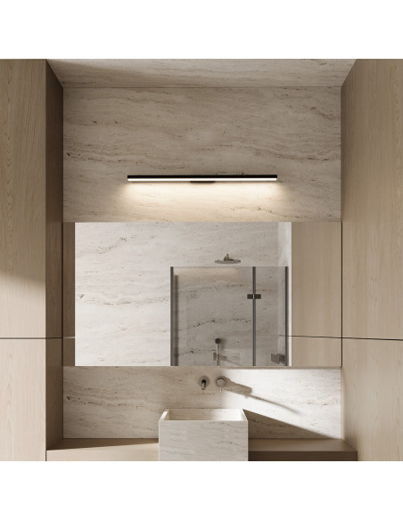 Nowoczesny czarny kinkiet LED z regulacją barwy światła 42 cm, IP44, 12W, elegancki do łazienki - Light Prestige