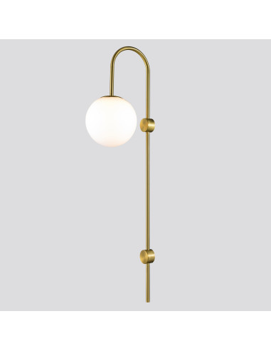 Kinkiet DANTE glamour złoto-biały z mlecznym kloszem kula 78 cm G9