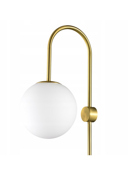 Kinkiet DANTE glamour złoto-biały z mlecznym kloszem kula 78 cm G9