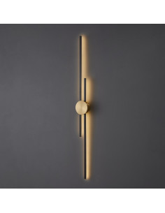 Kinkiet LED 122 cm Step into Design czarny matowy z złotym akcentem, ciepłe światło 3000K, nowoczesny iluminator ścienny