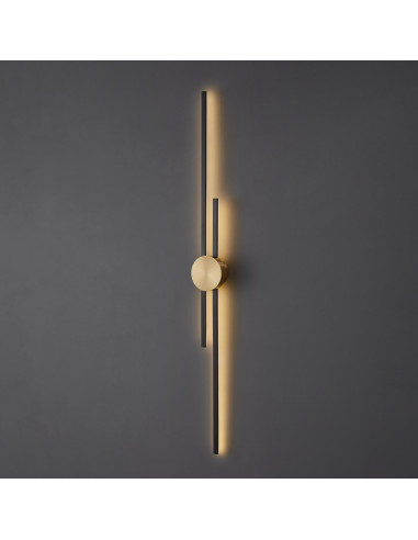 Kinkiet LED 122 cm Step into Design czarny matowy z złotym akcentem, ciepłe światło 3000K, nowoczesny iluminator ścienny