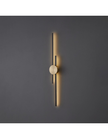 Kinkiet LED CENTRO czarno-złoty minimalistyczny 14W 3000K do hotelu i domu 92 cm