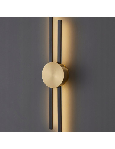 Kinkiet CENTRO LED czarny z złotym akcentem 10W 3000K minimalistyczny do salonu i sypialni, Step into design