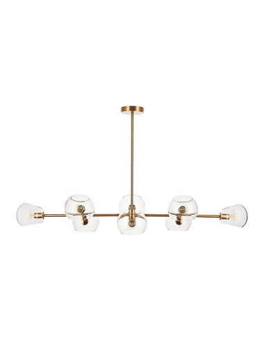 Lampa wisząca COSMIC 8 złota z 8 kloszami E14 120x65 cm — elegancka nad stół i do salonu
