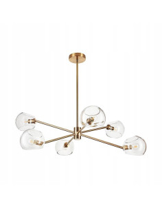 Lampa wisząca COSMIC 6 złota – metalowa z transparentnymi kloszami, E14, do salonu i jadalni (szer. 75 cm) 2