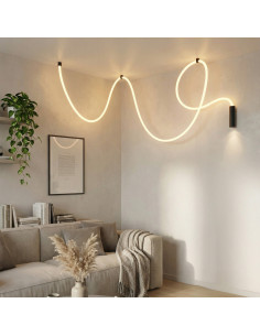 Kinkiet LED IVY 55W 4400lm czarny/biały — elastyczna linia światła, 3-stopniowe ściemnianie, aluminium, 500 cm