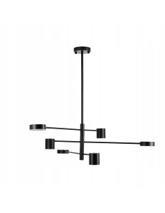 Nowoczesna lampa wisząca CLEX 6P LED 100 cm czarna matowa – 6 źródeł, ciepłe światło 3000K, do salonu i jadalni
