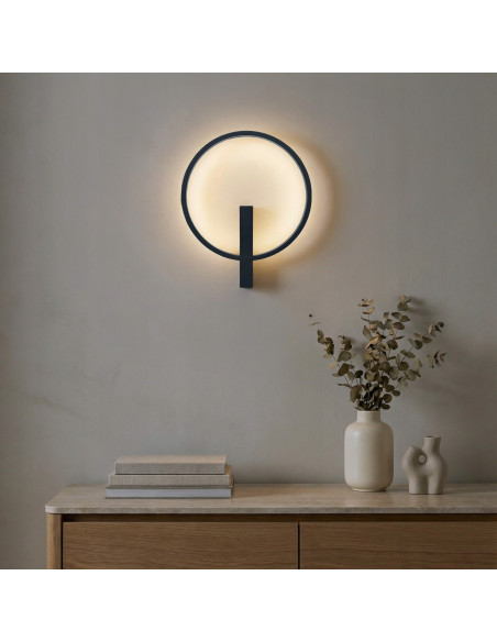 Kinkiet ARTE WALL LED 25W CCT czarny — regulacja barwy, okrągły design 48x40 cm