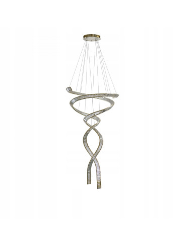 Lampa wisząca kaskadowa SPARK SPIRAL XXL złota LED CCT 370 cm 4-punktowa 280W ściemnialna aluminum IP20