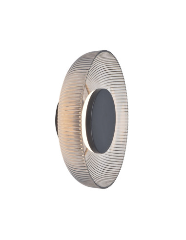 SOLVIA Kinkiet LED 10W 25 cm czarny z ryflowanym, transparentnym kloszem — designerska lampa ścienna, 3000K, 400 lm