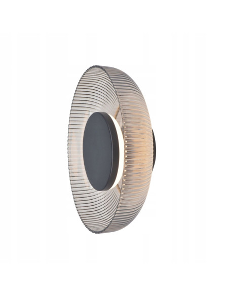 SOLVIA Kinkiet LED 10W 25 cm czarny z ryflowanym, transparentnym kloszem — designerska lampa ścienna, 3000K, 400 lm