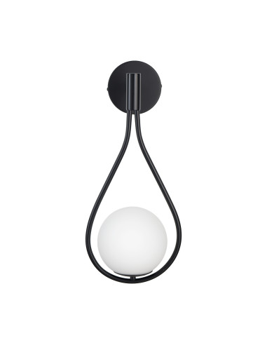 Kinkiet DROP G9 czarny z mlecznym kloszem 45 cm — lampa ścienna do salonu, hotelu i korytarza
