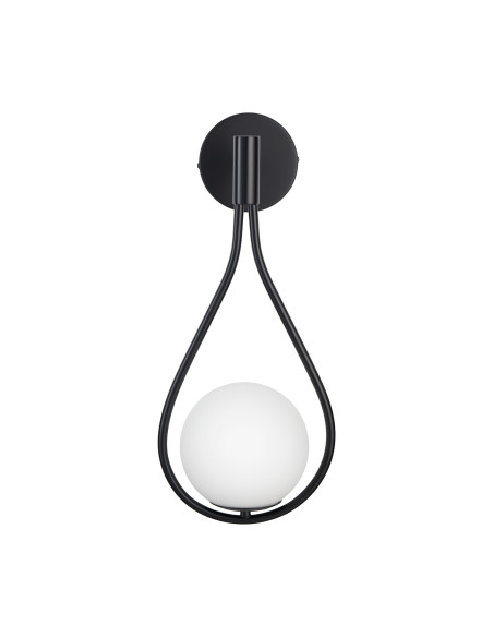 Kinkiet DROP G9 czarny z mlecznym kloszem 45 cm — lampa ścienna do salonu, hotelu i korytarza