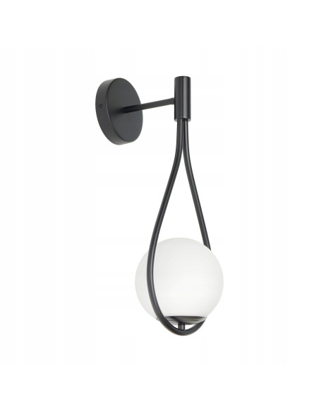 Kinkiet DROP G9 czarny z mlecznym kloszem 45 cm — lampa ścienna do salonu, hotelu i korytarza