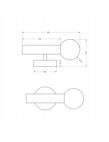 Lampa ścienna FREYA Zuma Line czarna G9 5W szklany klosz kula 22,5 cm
