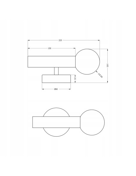 Lampa ścienna FREYA Zuma Line czarna G9 5W szklany klosz kula 22,5 cm