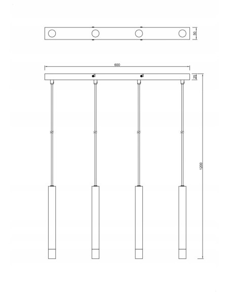 Zuma Line VELIC Lampa wisząca 4xG9 120cm czarna cylindryczne klosze nowoczesna nad stół jadalniany