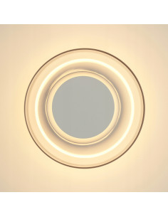 Kinkiet DONUT LED 6W szklany biały z elementem orzechowym 18 cm — nowoczesne oświetlenie ścienne, 3000K, 480 lm 2