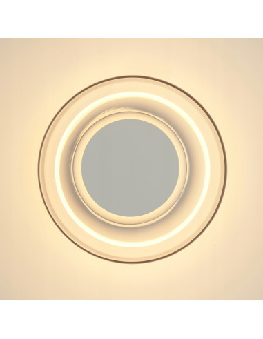 Kinkiet DONUT LED 6W szklany biały z elementem orzechowym 18 cm — nowoczesne oświetlenie ścienne, 3000K, 480 lm