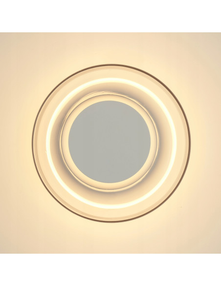 Kinkiet DONUT LED 6W szklany biały z elementem orzechowym 18 cm — nowoczesne oświetlenie ścienne, 3000K, 480 lm