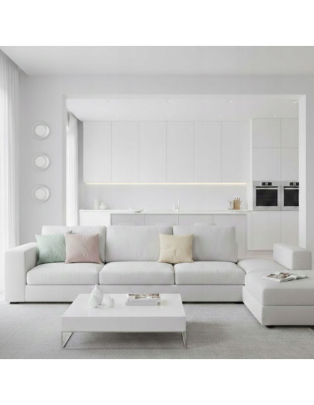 Kinkiet DONUT LED 6W szklany biały z elementem orzechowym 18 cm — nowoczesne oświetlenie ścienne, 3000K, 480 lm