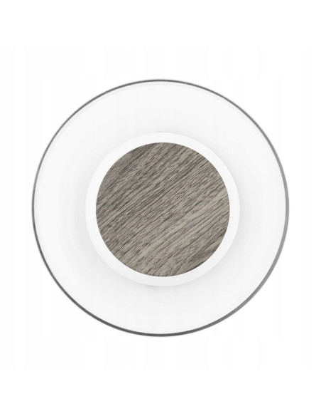 Kinkiet DONUT 18 cm LED z drewnianym akcentem orzechowym — szkło transparentne, ciepłe 3000K, IP20