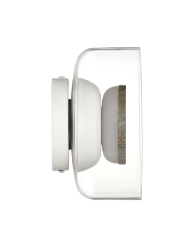 Kinkiet DONUT 18 cm LED z drewnianym akcentem orzechowym — szkło transparentne, ciepłe 3000K, IP20