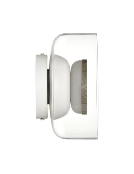 Kinkiet DONUT 18 cm LED z drewnianym akcentem orzechowym — szkło transparentne, ciepłe 3000K, IP20