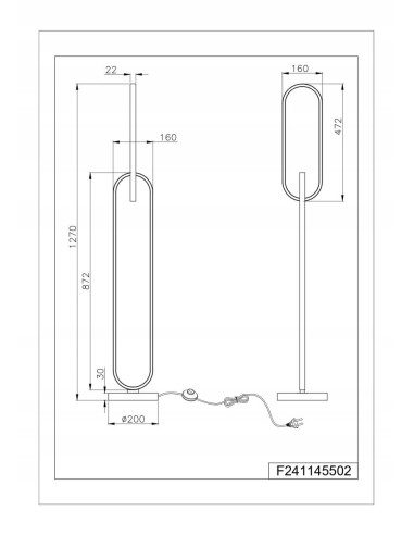 RAVON Lampa podłogowa LED 127 cm czarno-złota 2x36W nowoczesna geometriczna do salonu i biura