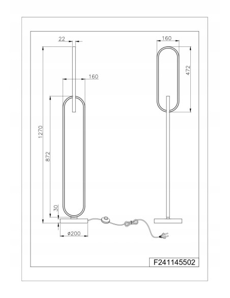 RAVON Lampa podłogowa LED 127 cm czarno-złota 2x36W nowoczesna geometriczna do salonu i biura